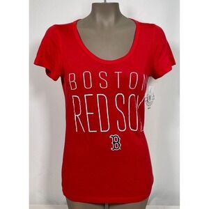 Boston Red Sox MLB Campus Lifestyle Red V-Neck T-Shirt Women's LARGE NWT